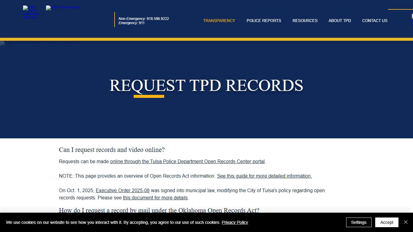 Get Open Records/Video Tulsa Police Department